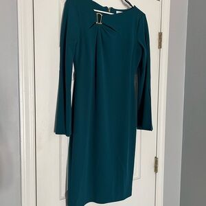 Elegant Teal Dress with Gold Accent